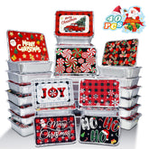 Tunpug Christmas foil container with forest lid design, ideal for gifting cookies