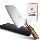 TUO vegetable cleaver blade profile showing curved edge for precise cuts