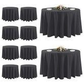 TUOTPE 10-pack black round tablecloths bundled for easy storage.