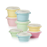Tupperware Heritage bowl collection with sunburst lids for airtight freshness.