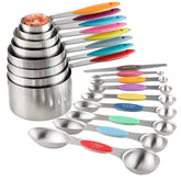 Turewin stainless steel measuring cups set with metric marks for precise portions.
