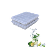 Tvmania Snow Gray ice cube trays with lids for fresh, odor-free freezing.