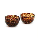 Two's Company tortoise print tidbit bowl top view, ideal for snacks and dips.