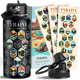 Tyraivl National Parks bottle with sticker sets marks visited parks for memorable sips.