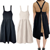 Uaussi cotton linen cross-back apron with pockets for easy tool access.