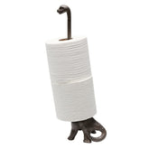 UD Toysdone iron dinosaur paper towel holder, front view, sturdy cast iron for everyday use