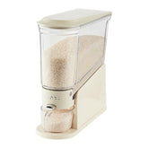 UFORU rice dispenser shown from the front in cream white, ideal for compact kitchens.
