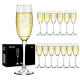 Ufrount 6oz champagne flute set—clear crystal, ideal for weddings and celebrations.
