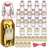 Uiifan 12-pack swing-top square glass bottles with caps for versatile storage.