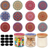 Uiifan yogurt lid with mandala pattern for stylish jar organization and dust protection.