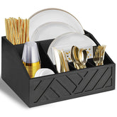 Ukonvi paper plate dispenser front view with six compartments for easy access