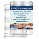 Ultra Cuisine jelly roll cooling rack fits 10x15 pans for even cooling.