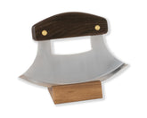 The ULU Factory Alaskan Ulu with a 6-inch blade enables versatile chopping.