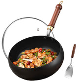 UMETRE carbon steel wok pan 9.5 inch flat bottom for quick, even heating.
