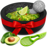 UMIEN granite mortar and pestle, 8-inch diameter, ideal for grinding spices at home.