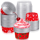 Umigy snowflake baking cups with lids ideal for festive cupcakes and neat presentation.