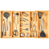 Umilife extra large expandable drawer shows 19-33 inch width for versatile utensil storage