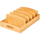 Umilife large lids organizer in bamboo keeps bulky lids tidy and accessible