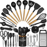 Umite Chef 34-piece set with holder keeps utensils organized for cooking.