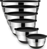 Umite Chef mixing bowls with airtight lids, six-piece set for versatile kitchen prep.