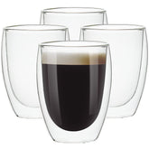UMIZILI 4-pack 12oz glass cups with double-wall insulation for warmth.