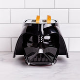 Uncanny Brands Darth Vader toaster showing helmet detail, great for dramatic breakfasts