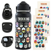 Underdog Games bottle front view with 63 National Park stickers.