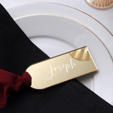 UNIQOOO mirror gold place card front view for elegant table settings