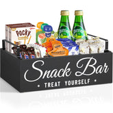 Unistyle wood pantry bin with handles, front view enables quick snack access.