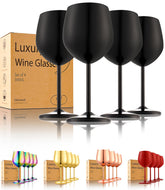 UNISWEET matte-black 18oz wine glass set designed for outdoor use