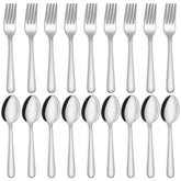 Unokit 24-piece silverware set on table for everyday dining.