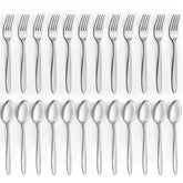 Unokit 24-piece forks and spoons set ready for daily family dining with durable steel.