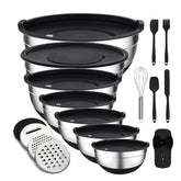 Unokit mixing bowls with lids set showing airtight storage for meal prep