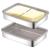UNVSTIAR cheese container with airtight lid keeps contents fresh longer.