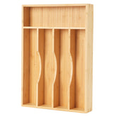 Upassion bamboo drawer organizer top view with five deep compartments for easy access