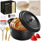 UPCERA 5QT cast iron dutch oven with lid for even heat and crusty bread