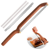 Uprichya left-handed bread knife with curved blade for even slices.