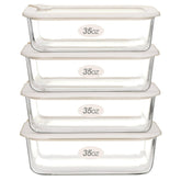 Urban Green glass container rectangular 35oz with clear walls for meal prep.