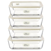 Urban Green rectangle glass container 23oz with silicone-framed lid for fresh meal prep