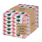 Urban Villa Christmas kitchen towels with tree print for festive drying and decor.
