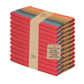 Urban Villa cloth napkins in red multi stripes, soft cotton for everyday reuse.