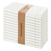 Urban Villa ivory hemstitch napkins folded for elegant dining presentation