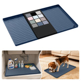 URMONA under-sink mat flat view protects kitchen cabinets from spills in dark grey.
