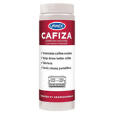Urnex Cafiza powder for backflush dosing improves espresso machine cleanliness