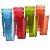 US Acrylic Cafe tumblers in blue show stackable, durable design for outdoor use.