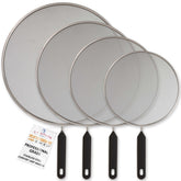 U.S. Kitchen Supply 13-inch splatter guard protecting a skillet from grease