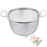 U.S. Kitchen Supply 3-qt stainless colander full-view for versatile rinsing and draining.