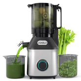 USHALO cold press juicer with 5.5-inch feed chute for whole-fruit juicing convenience