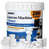 USKICH espresso cleaning tablet package highlighting universal descaling benefits