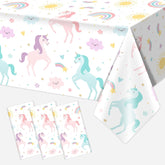 Utolily unicorn tablecloth 3-pack with dreamy design for festive pastel celebrations.